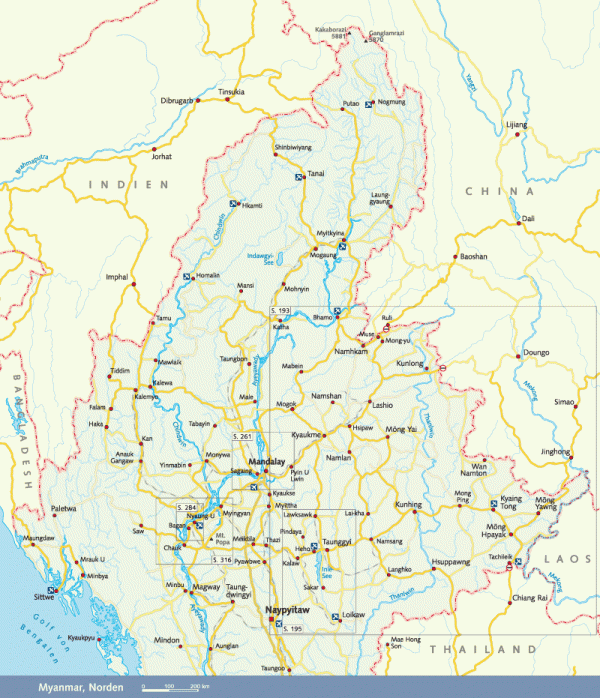 Myanmar Karte Norden