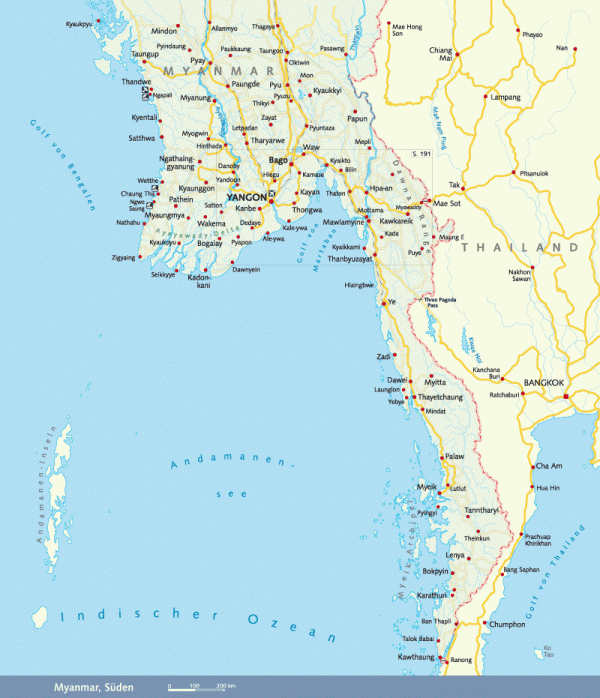 Myanmar Karte Sueden