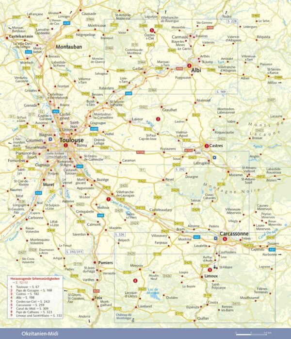 ToulouseAlbiCarcassonne Karte Okzitanien Midi